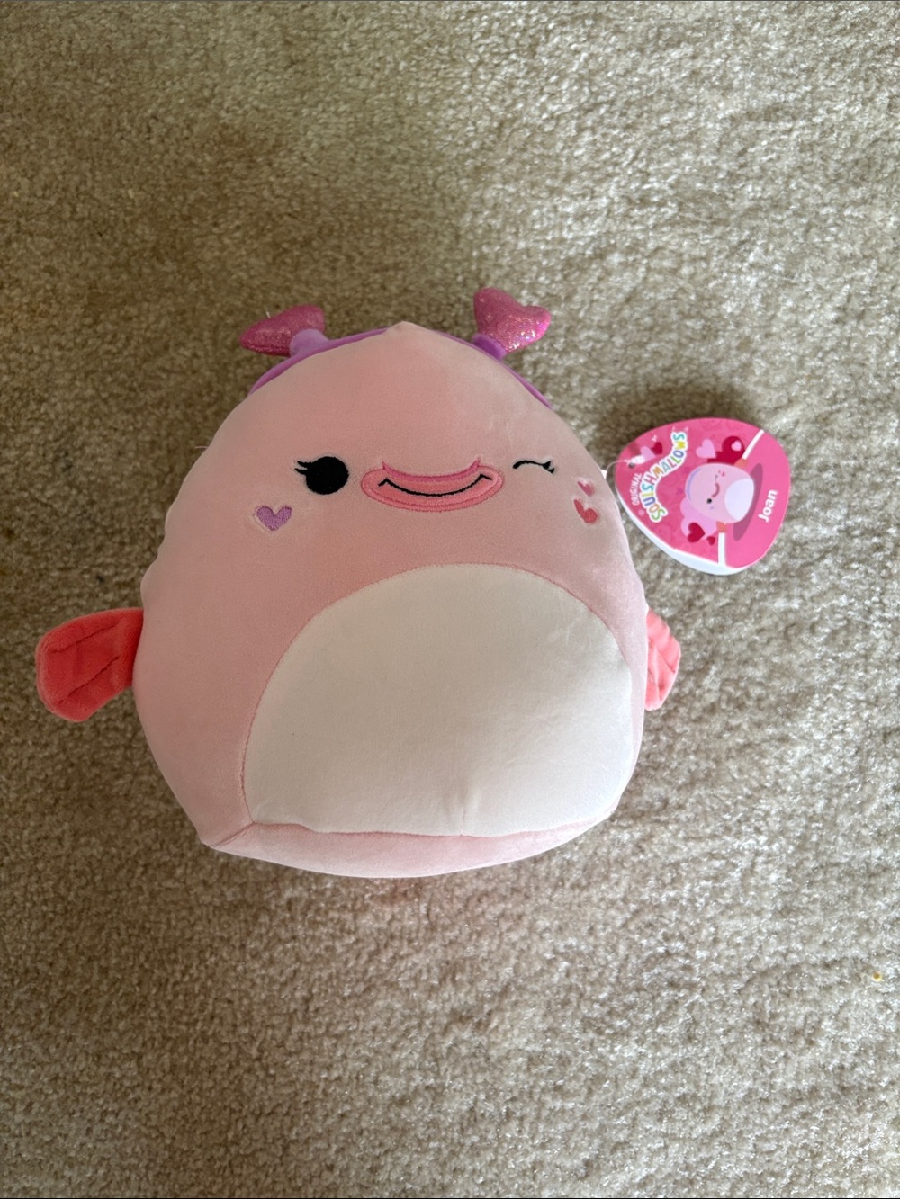 Squishmallows Pink Narwhal Plush with Purple Glitter Horns